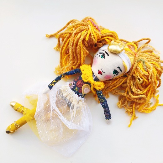 Látková panenka Růženínka - Gold