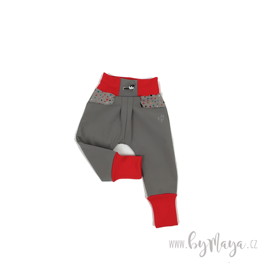 Vel 92 Dětské softshellové kalhoty URBAN SLIM - Puntiky RED