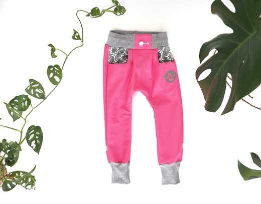 vel 116 Dětské softshellové kalhoty URBAN SLIM -Pink Grey